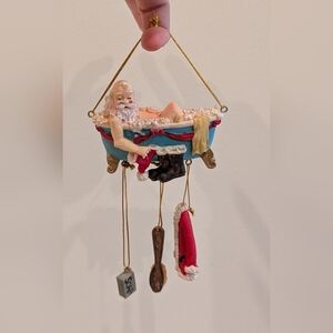 Vintage Santa In Bathtub Christmas Ornament